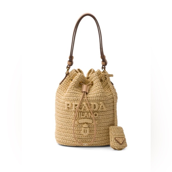 Prada logo-embroidered crochet bucket bag - Picture 1 of 5